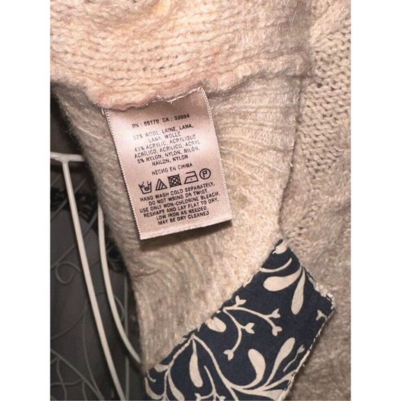 Showstopper WOMEN Far Away From Close Size medium Long sleeve, plunge, tan Wool - Picture 6 of 7